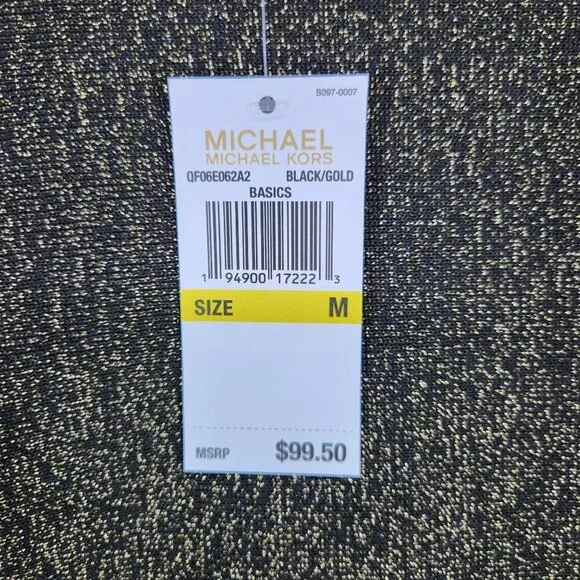 Michael Kors Top Pullover Sweater Medium Shimmer Gold Black Metallic Long Sleeve - Picture 5 of 11